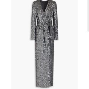 Silver sequin wrap dress
